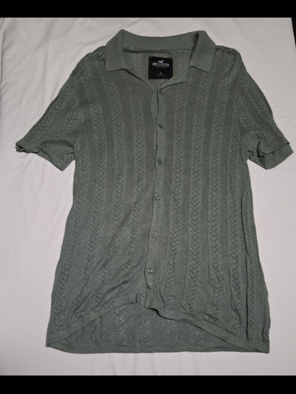 Hollister mens small green knit button short sleeve top #20